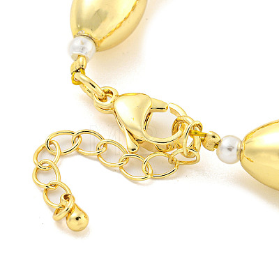 Rack Plating Oval Brass & ABS Imitation Pearl Beaded Bracelets for Women BJEW-P322-09G-1