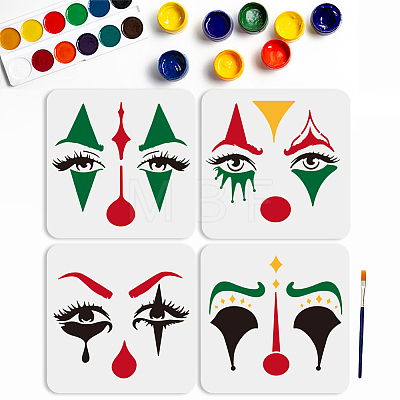 MAYJOYDIY US 1 Set Clown Theme PET Hollow Out Drawing Painting Stencils DIY-MA0004-66-1