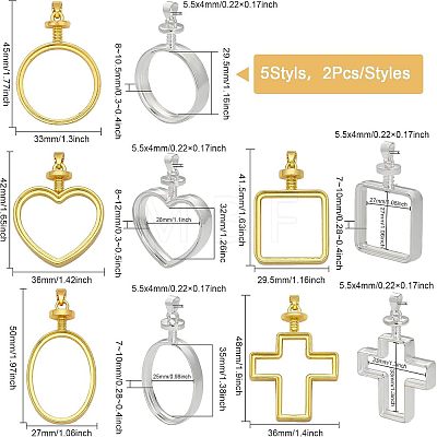 10Pcs 10 Style Zinc Alloy Pendant Cabochon Settings FIND-CA0005-85-1