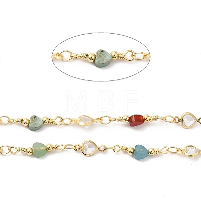 Heart Handmade Natural Gemstone Beaded Chains CHC-M024-19G-1