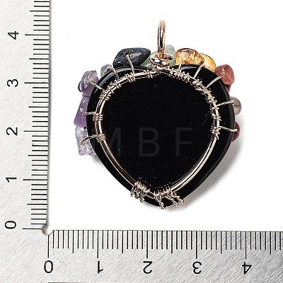 Natural Obsidian Heart Pendants G-K374-01B-1