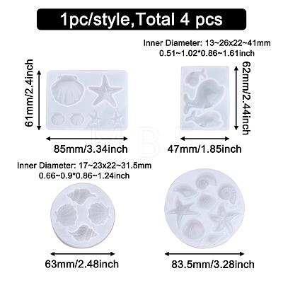 4Pcs 4 Style Pendant Silicone Molds DIY-BG0001-48-1