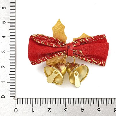 Cloth & Iron Christmas Bowknot Bell Hanging Ornaments  HJEW-S004-01C-1