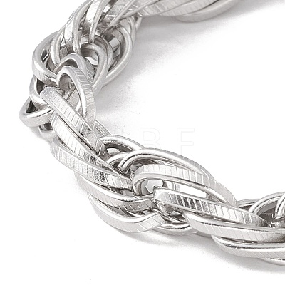 304 Stainless Steel Oval Link Rope Chains Bracelet for Men Women STAS-E001-05P-1