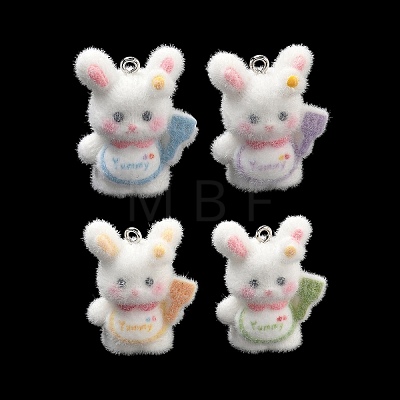 Flocky Opaque Resin Pendants RE-CBAC51B-04P-1
