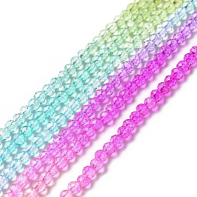 Transparent Gradient Color Glass Beads Strands GLAA-H021-01B-16-1