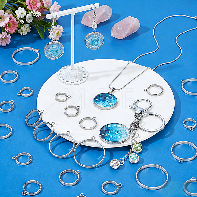 28Pcs 7 Styles Stainless Steel Pendants STAS-GA0002-35-1