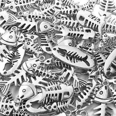 100Pcs 10 Styles Rack Plating Tibetan Style Alloy Pendants TIBEP-CJ0002-27-1