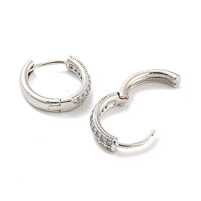 Brass with Cubic Zirconia Hoop Earrings EJEW-G363-15P-1