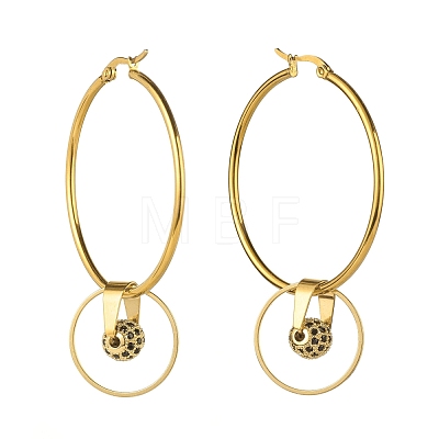 Cubic Zirconia Beads Charm Big Hoop Earrings for Women EJEW-JE04705-1