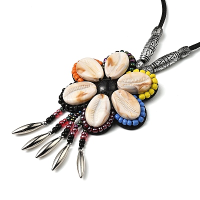 Retro Style Glass & Acrylic & CCB Beads Pendant Necklaces NJEW-Q349-02D-1