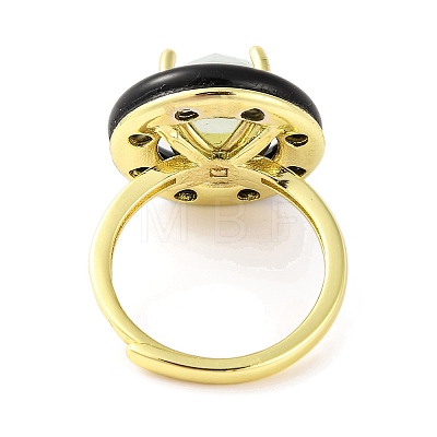 Rack Plating Round Brass Enamel Adjustable Rings RJEW-U004-01C-G-1