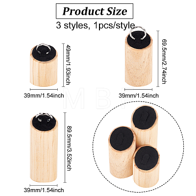 3 Sizes Wood Jewelry Ring Display Riser Stands RDIS-WH0011-13A-1