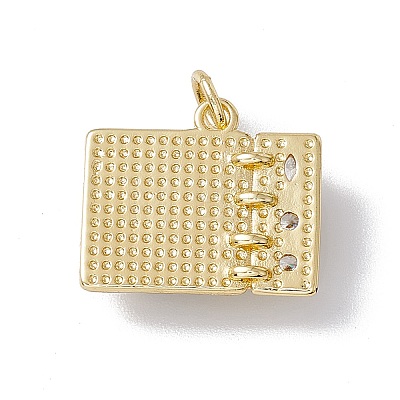 Brass Micro Pave Clear Cubic Zirconia Pendants KK-I692-05G-04-1