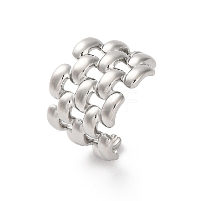 304 Stainless Steel Web Open Cuff Rings RJEW-K258-06P-1