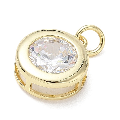 Brass Pave Clear Cubic Zirconia Pendants KK-CBA56EF-36C-G-1