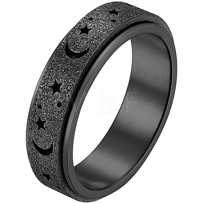 Stainless Steel Moon and Star Rotatable Finger Ring MOST-PW0001-005C-02-1