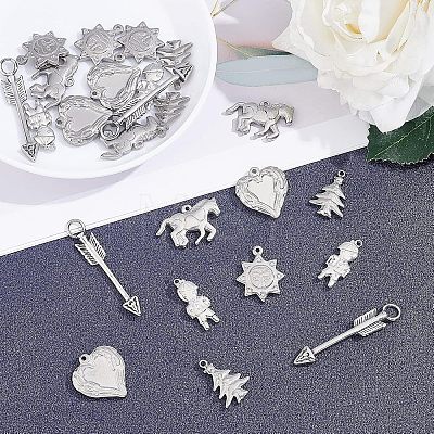 Unicraftale 24Pcs 6 Styles 304 Stainless Steel Pendants STAS-UN0022-45-1