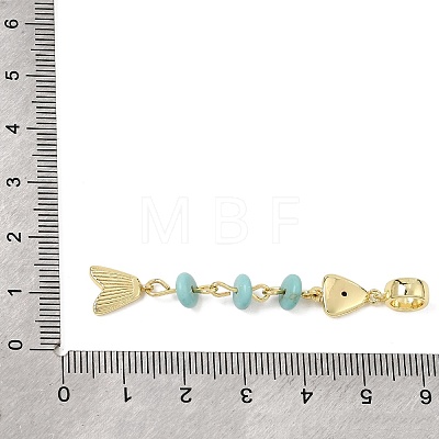 Brass Pave Cubic Zirconia Clear Cubic Zirconia & Synthetic Turquoise & Enamel European Dangle Charms GG-CBA3401-01G-B02-1
