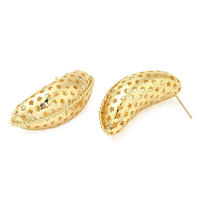 Rack Plating Brass Bean with Star Stud Earrings EJEW-Q773-02G-1