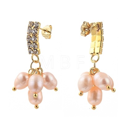 Brass Dangle Stud Earrings EJEW-JE04249-01-1