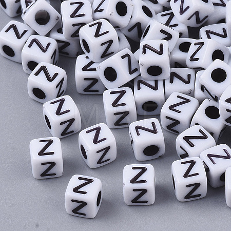 White Opaque Acrylic Beads X-MACR-R869-02Z-1