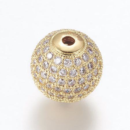 Brass Micro Pave Cubic Zirconia Beads ZIRC-E134-12mm-04G-1