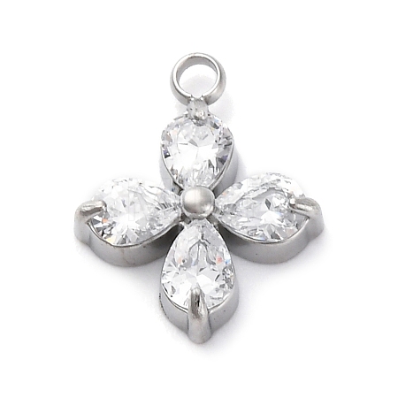 304 Stainless Steel Micro Pave Cubic Zirconia Pendants STAS-U042-06P-05-1
