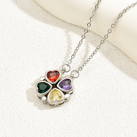 Non-Tarnish Four Leaf Clover Charm Lucky Necklace TU5903-1-1