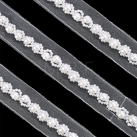 2Yards Netting Fabric Beaded Trim Ribbon OCOR-ME0001-64A-01-1