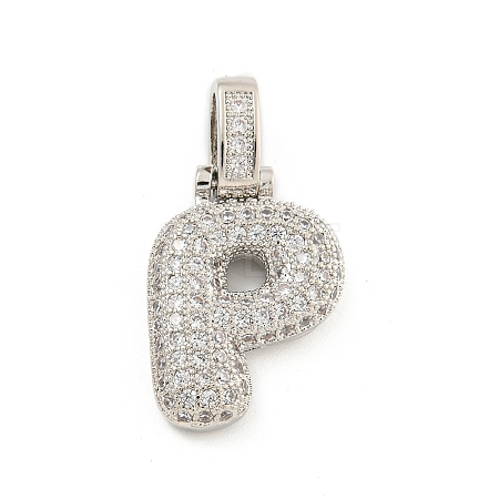 Brass Micro Pave Clear Cubic Zirconia Pendants KK-B099-01P-P-1