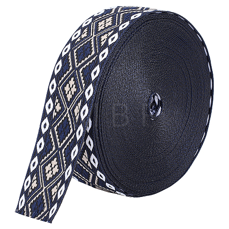 10 Yards Rhombus Vintage Jacquard Polyester Ribbon OCOR-ME0001-81A-1