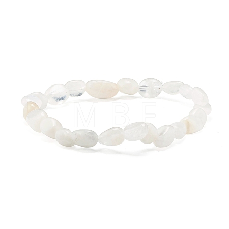 Natural Rainbow Moonstone Nuggets Beads Stretch Bracelet for Her BJEW-JB06951-09-1