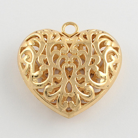 Hollow Tibetan Style Alloy Heart Pendants TIBEP-S095-G-NR-1