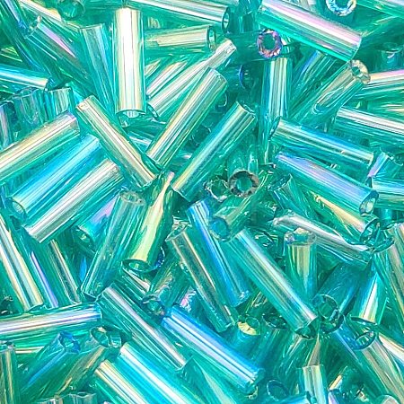 Transparent Colours Rainbow Glass Bugle Beads GLAA-WH0055-32M-1