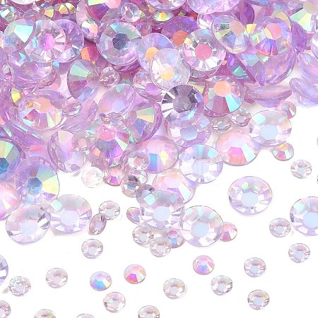 Electroplated Transparent Flat Back Resin Rhinestone Cabochons RESI-XCP0002-44C-1