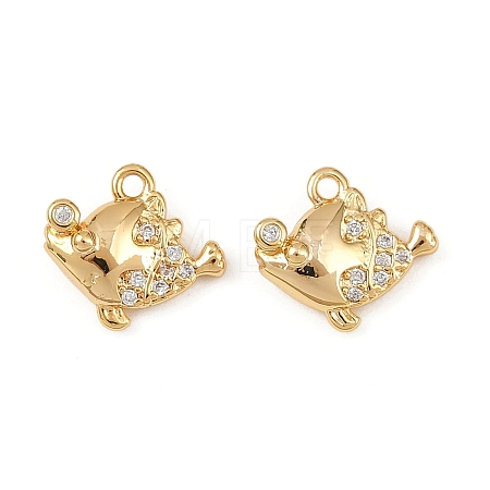 Ocean Theme Brass Micro Pave Cubic Zirconia Charms KK-F902-08H-G-1