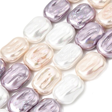 Electroplated Glass Shell Pearl Beads Strands BSHE-B009-F02-01-1