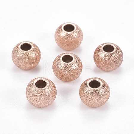 Ion Plating(IP) 304 Stainless Steel Textured Beads STAS-I081-8mm-04RG-1