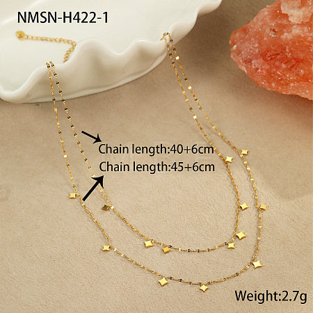 304 Stainless Steel Star Tassel Double Layer Necklaces for Women WG45CA4-01-1