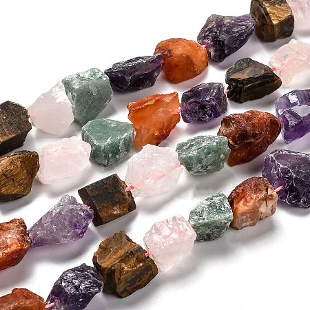Rough Raw Natural Mixed Gemstone Beads Strands G-J390-B05-1