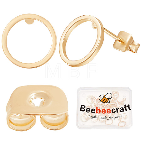 20Pcs Brass Circle Stud Earrings with Ear Nut for Women EJEW-BBC0001-09-1