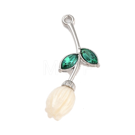 Alloy Resin Flower Pendants PALLOY-U003-06P-03-1