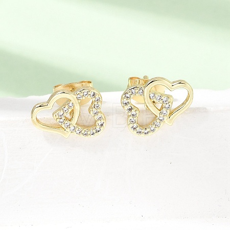 Brass Micro Pave Cubic Zirconia Stud Earrings KK-CBA5B62-01A-G-1