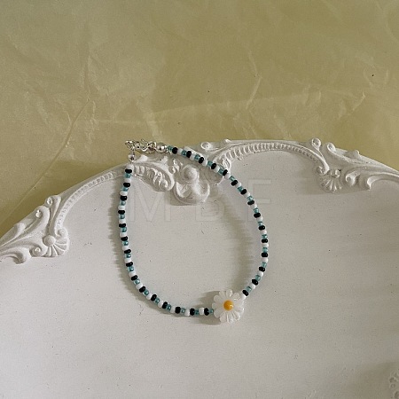 Natural Shell Daisy Flower Boho Vintage Glass Beaded Friendship Bracelets for Women and Girls ZL9058-2-1