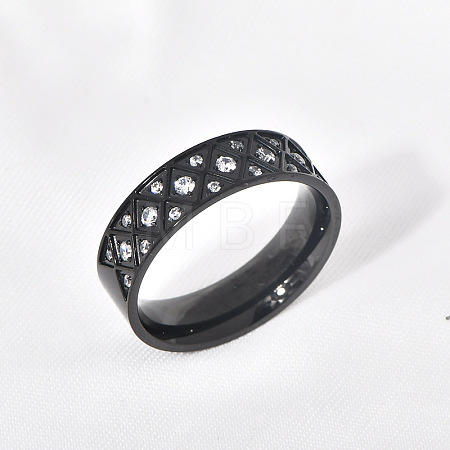 304 Stainless Steel with Clear Cubic Zirconia Finger Rings FS-WG2FC1C-01-1