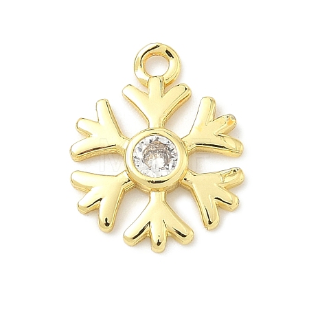 Christmas Brass Pave Clear Cubic Zirconia Charms KK-G548-04G-1