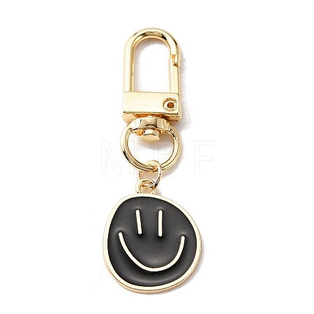 Smiling Face Enamel Pendant Decorations KEYC-WH0036-08LG-07-1