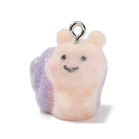 Animal Theme Flocky Opaque Resin Pendants RESI-H042-01P-14-1