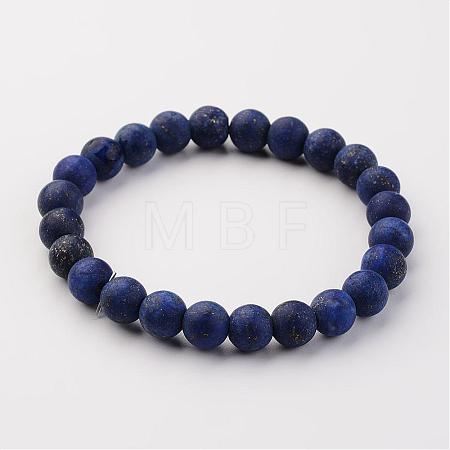 Natural Lapis Lazuli(Dyed & Heated) Beads Stretch Bracelets BJEW-JB02445-02-1